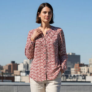 Maeve Anthropologie Avignon Scotty Dog Print Dark Academia Office Siren Blouse M